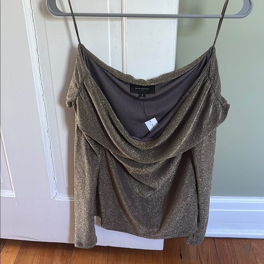 Banana Republic Gold Shimmer off the shoulder top